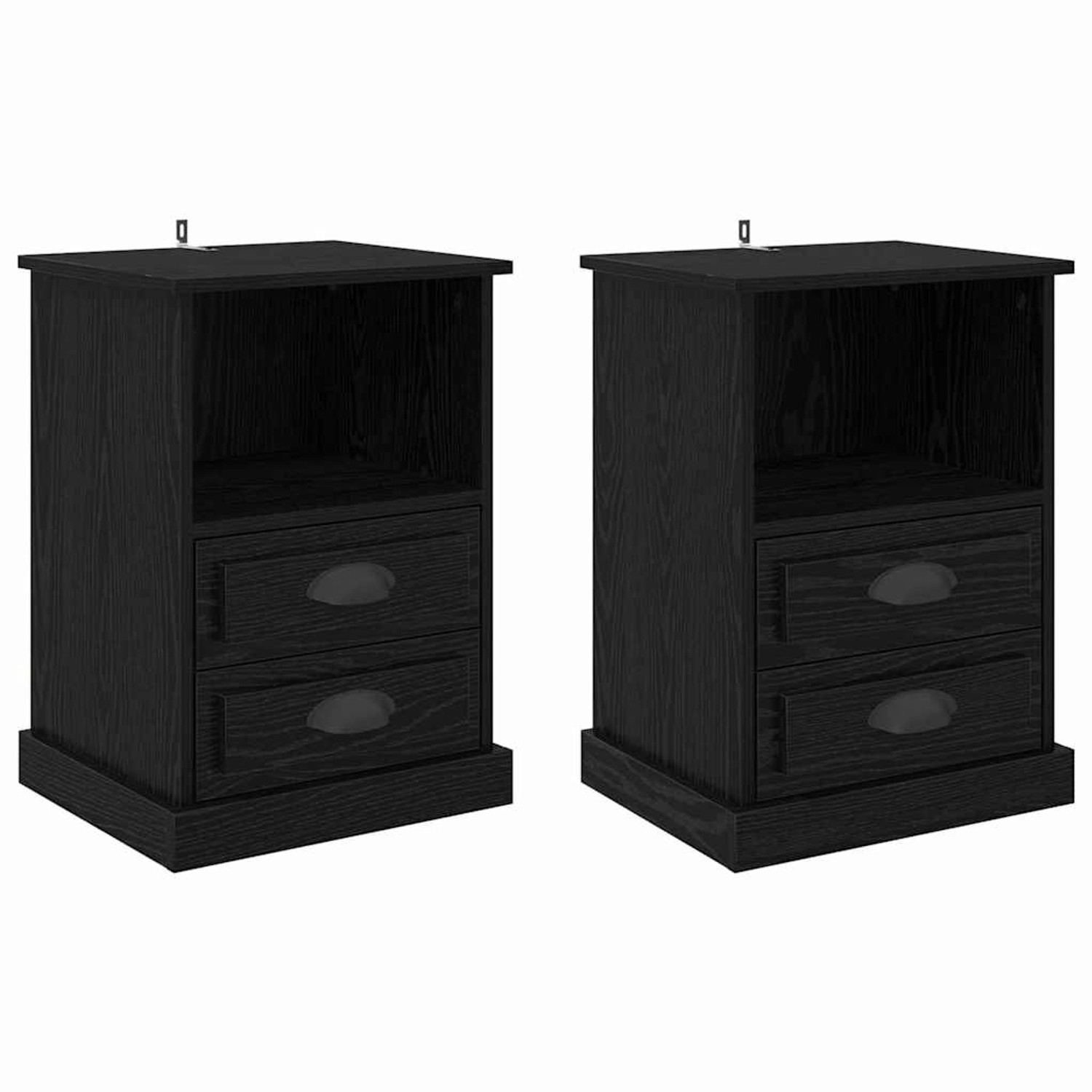 vidaXL Nachttisch 2 Stk Schwarz Eichen-Optik 43 x 36 x 60 cm 881401 günstig online kaufen