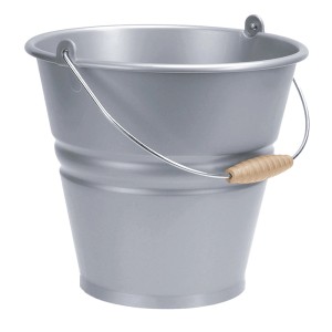 Tontarelli Eimer Nostalgia, 7 l, Silber-Metalleffekt mit Holzgriff.