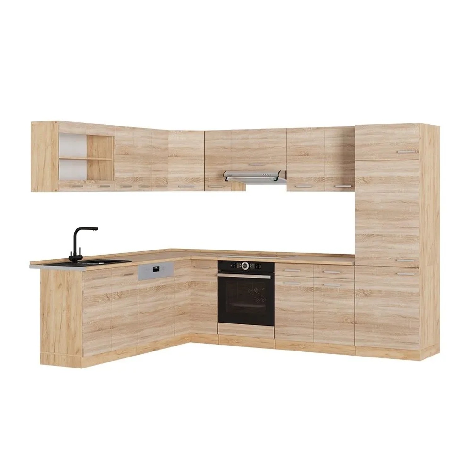 Vicco Eckküche R-Line Sonoma/Goldkraft Eiche 287 x 82 ohne Arbeitsplatte