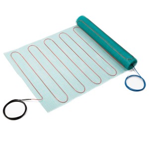 Perobe elektrische Fußbodenheizung, 3 m², Heizmatte mit blauer Trägermatte und Heizkabel.