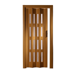 Forte Falttür Luciana in Mahagoni mit 4 Fenstern, Kunststofftür für Innenräume.