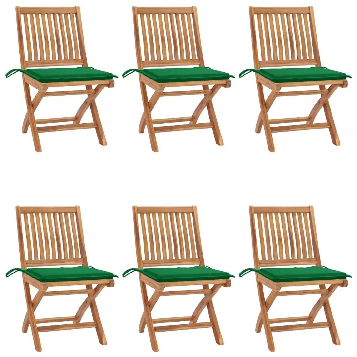 vidaXL Klappbare Gartenstühle mit Kissen 6 Stk Massivholz Teak 3072839