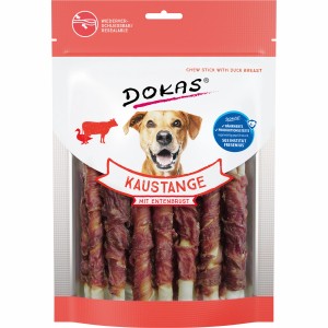 Dokas Kaustange Entenbrust, 200g, für Hunde. Leckerer Kauartikel zur Beschäftigung und Zahnpflege.