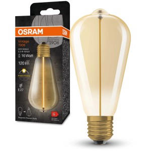 Osram LED E27 Edison Lampe, 2,2W, warmweiß, Vintage-Stil. Dekorative Glühbirne für Innenräume.