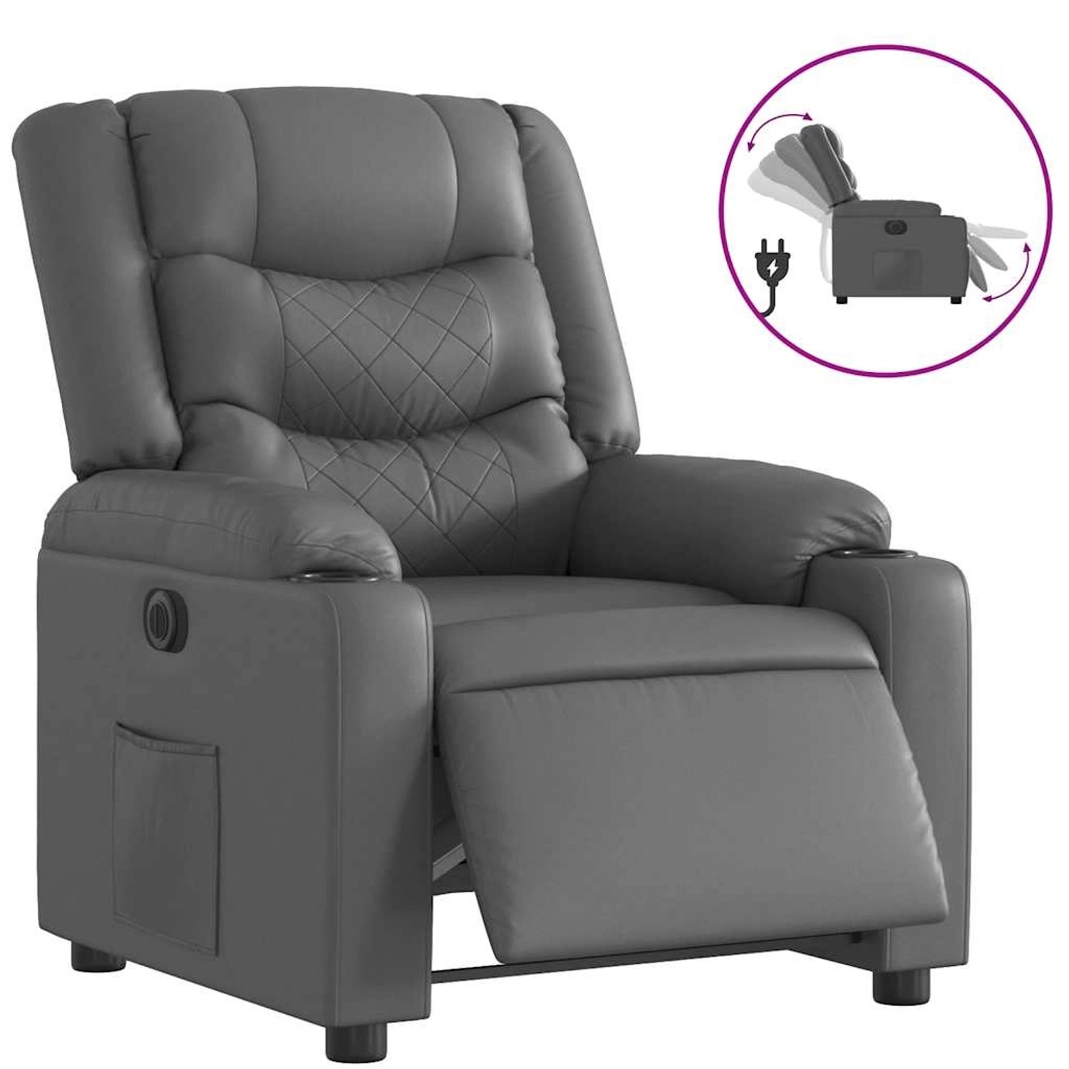 vidaXL Relaxsessel Elektrisch Grau Kunstleder 3206546 günstig online kaufen