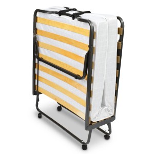 Zusammengeklapptes Beautissu Venetia Gästebett 80x200cm mit Lattenrost und Matratze.