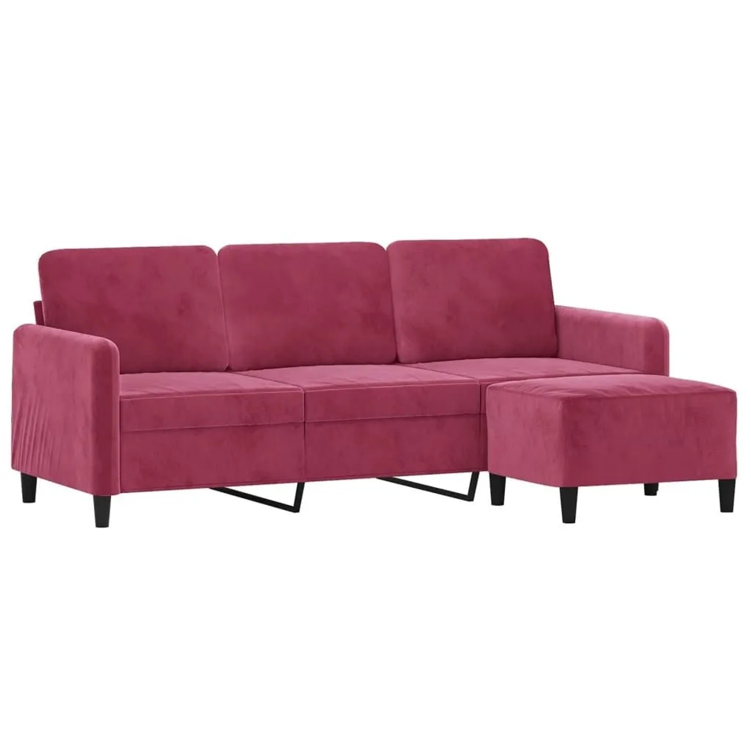 vidaXL 3-Sitzer-Sofa mit Hocker Weinrot 180 cm Samt 3201178 günstig online kaufen