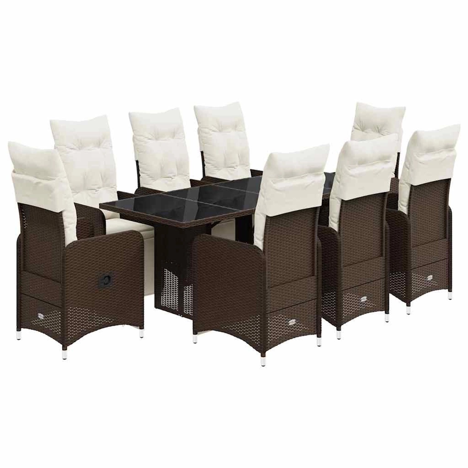 vidaXL 9-Tlg Garten-Bistro-Set mit Kissen Braun Poly Rattan 3277194