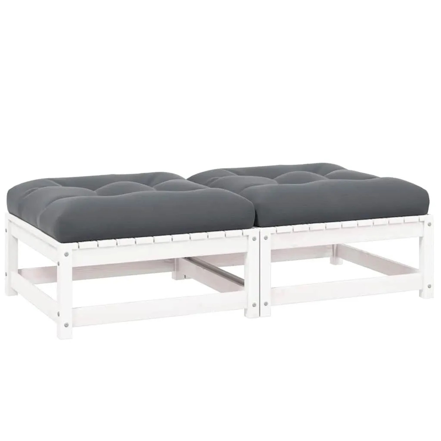 vidaXL Garten-Fußhocker mit Kissen 2 Stk Weiß Massivholz Kiefer 805741
