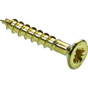 Vermessingte Hettich Schraube, 2,5x16 mm, für Möbelausstattung und Stangenscharniere.
