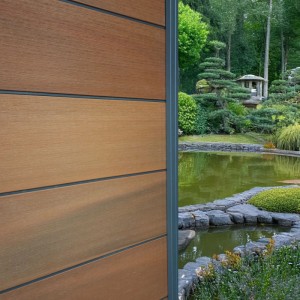 GartenLand WPC Zaun XL Ameland Exclusive Co-ex ca. 180 x 180 cm Sichtschutz Steckzaun Mahagoni Multic. mit Zwischen- und Abschlussleiste Anthrazit