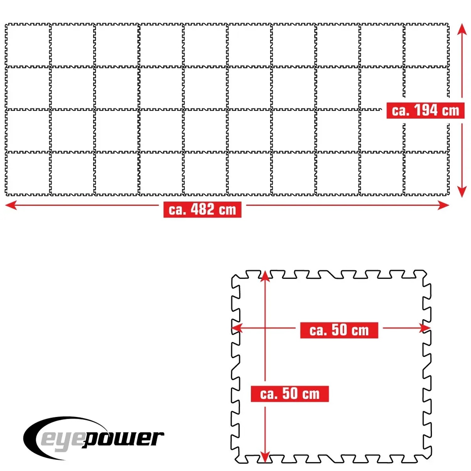 Blaues eyepower Poolunterlage 40er Set, 50x50cm, als Bodenschutz für Pools.