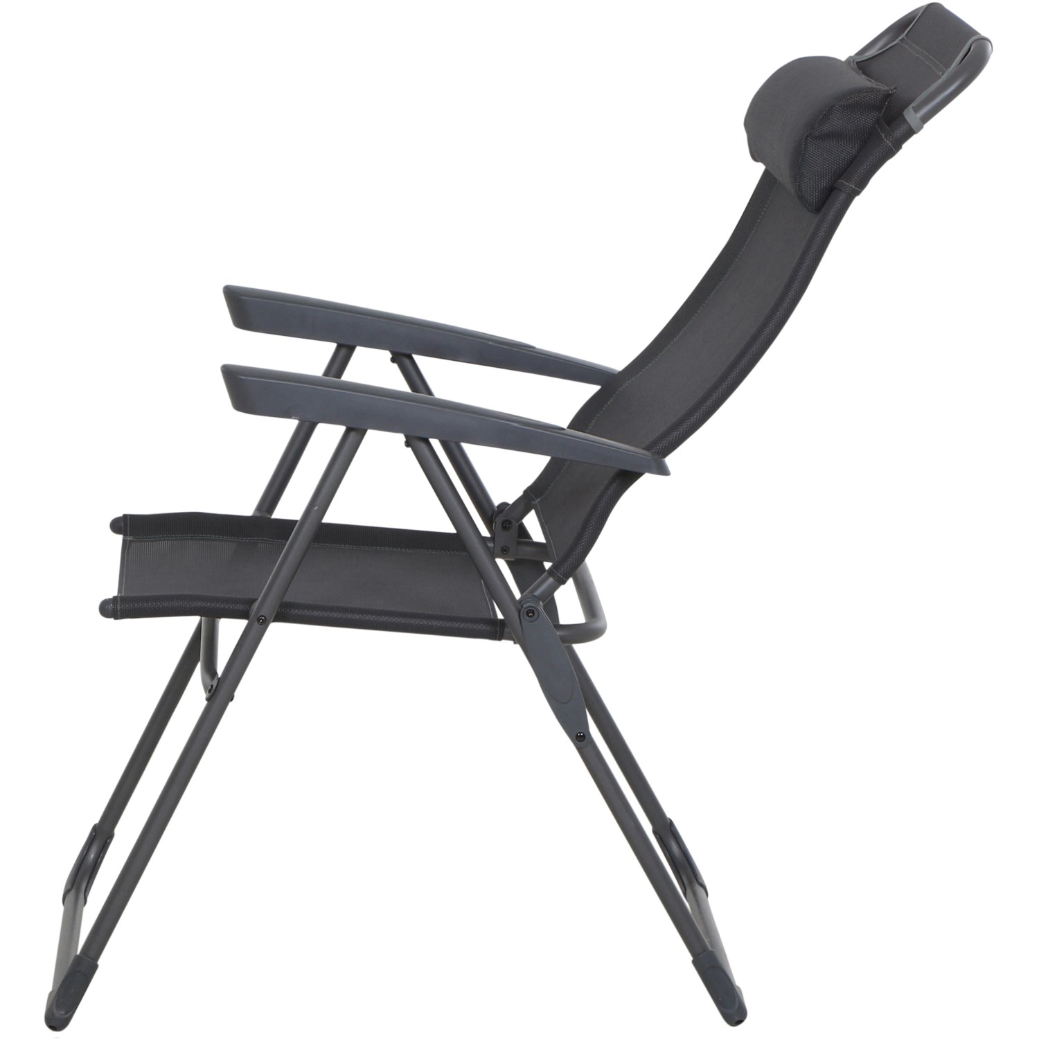 Siena Garden Campingsessel Comfort, anthrazit, mit verstellbarer Rückenlehne und Kopfstütze.