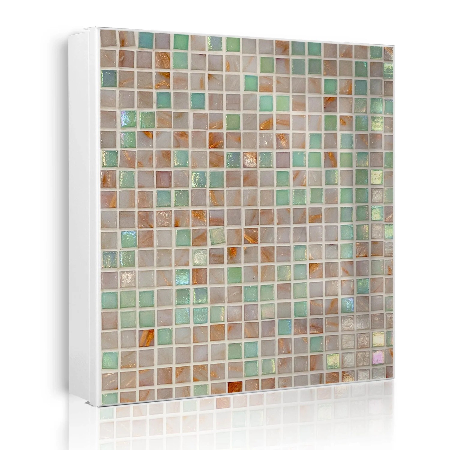 Banjado Großer Schlüsselkasten Metall 30x30cm Weiß Scharnier Links 50 Haken Beschreibbar Magnetisch Motiv Grüne Fliesen