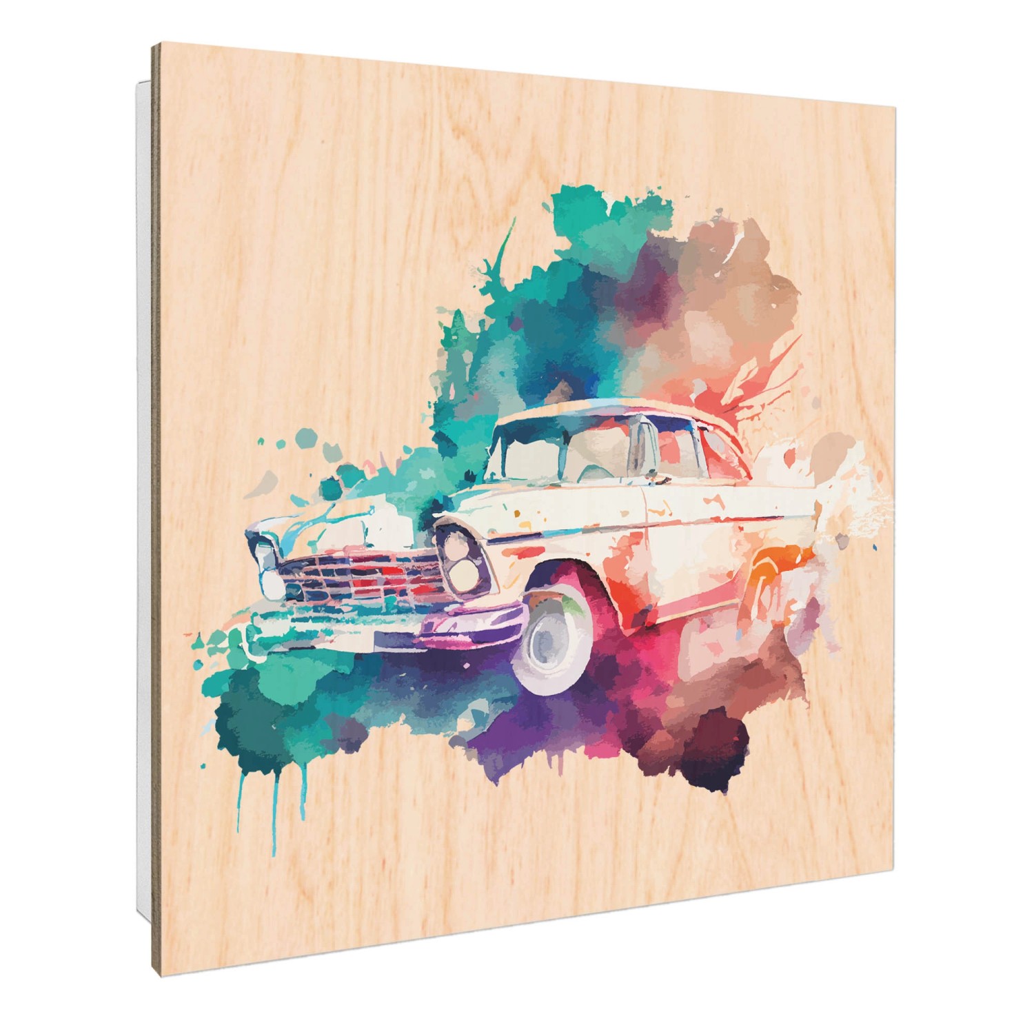 Banjado Schlüsselkasten mit Holzfront 30x30cm Weiß Scharnier Links 50 Haken günstig online kaufen