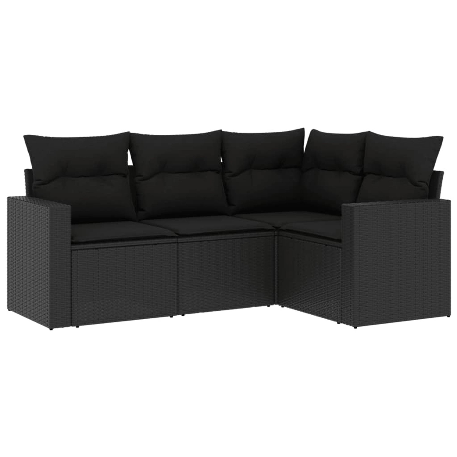 vidaXL 4-Tlg Garten-Sofagarnitur mit Kissen Schwarz Poly Rattan 3218895 günstig online kaufen