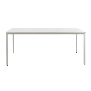Rechteckiger, hellgrauer PROREGAL Bürotisch (160x80 cm) mit Stahlgestell für Büro oder Homeoffice.