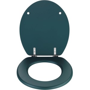 Wenko WC-Sitz Prima, dunkelgrün, matt, aus MDF mit Edelstahlbefestigung.