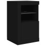 Schwarzer vidaXL Beistellschrank mit LED-Leuchten, Holzwerkstoff, Glasablage, Büroschrank.