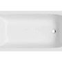 Weiße rechteckige Acryl-Badewanne CLASSIC SLIM 160x70 mit glänzender Oberfläche, Ablauf und verchromter Garnitur.