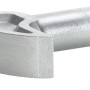 Nahaufnahme des Rollkopfes eines Picard Hebeleisens. Robustes, graues Metallwerkzeug, 400 mm, für Nageleisen & Meißel.