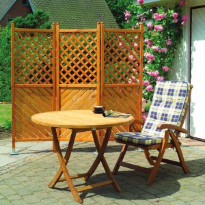 Promadino Paravent Brüssel, 3-teilig, aus imprägniertem Kiefernholz als variabler Sichtschutz im Garten.