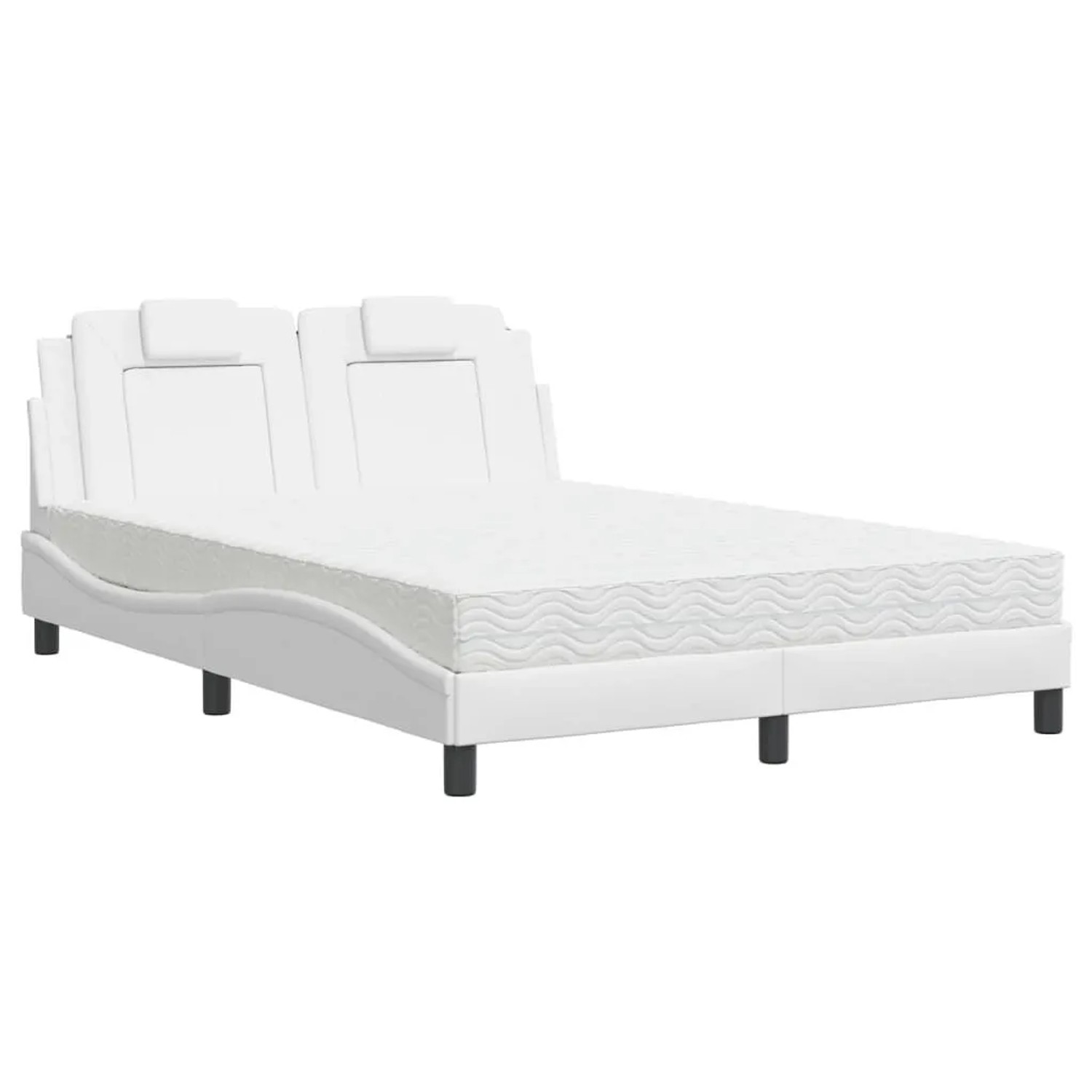 vidaXL Bett mit Matratze Weiß 140x190 cm Kunstleder 3208790
