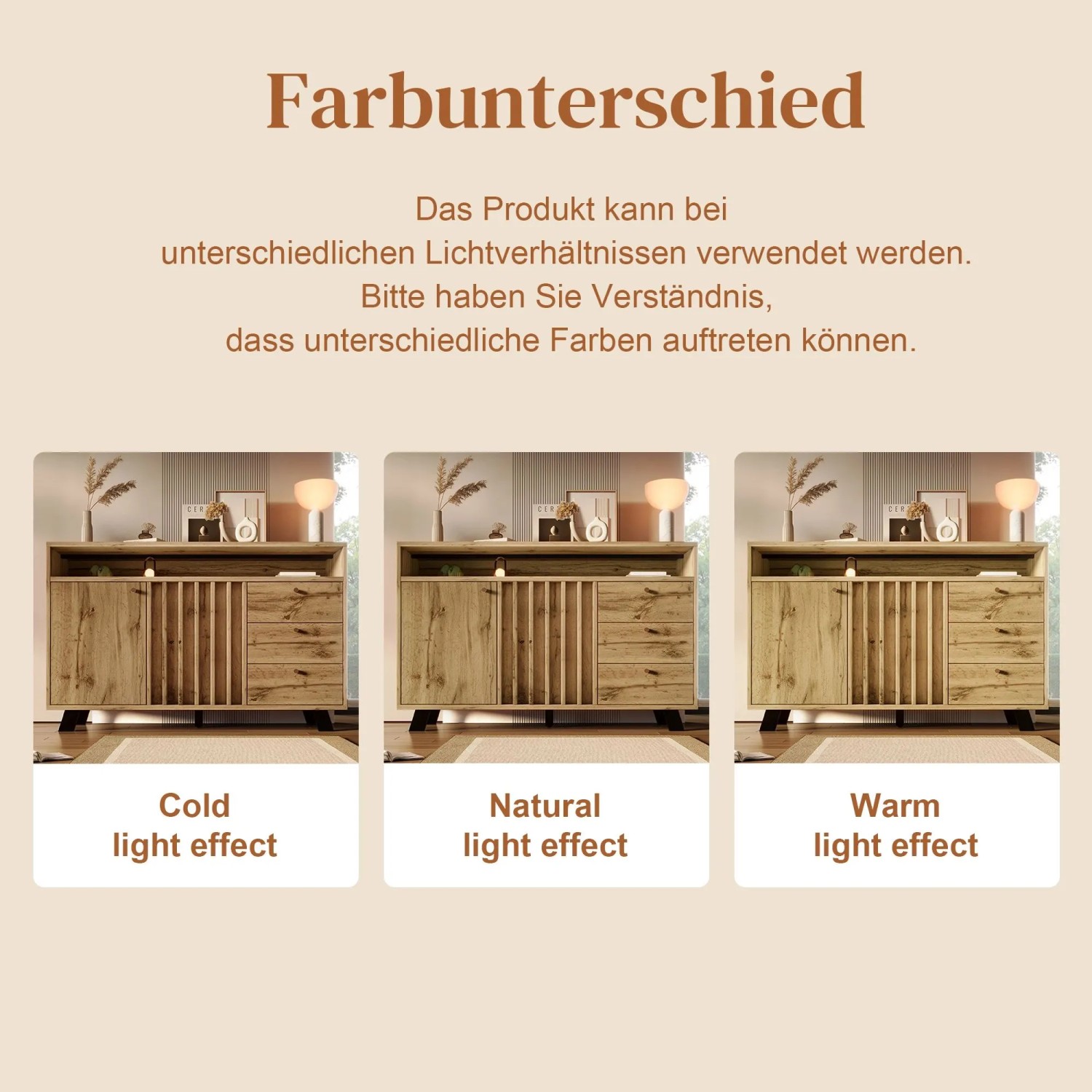 Merax Sideboard 120x40x85cm Lamellenfront Eiche_10
