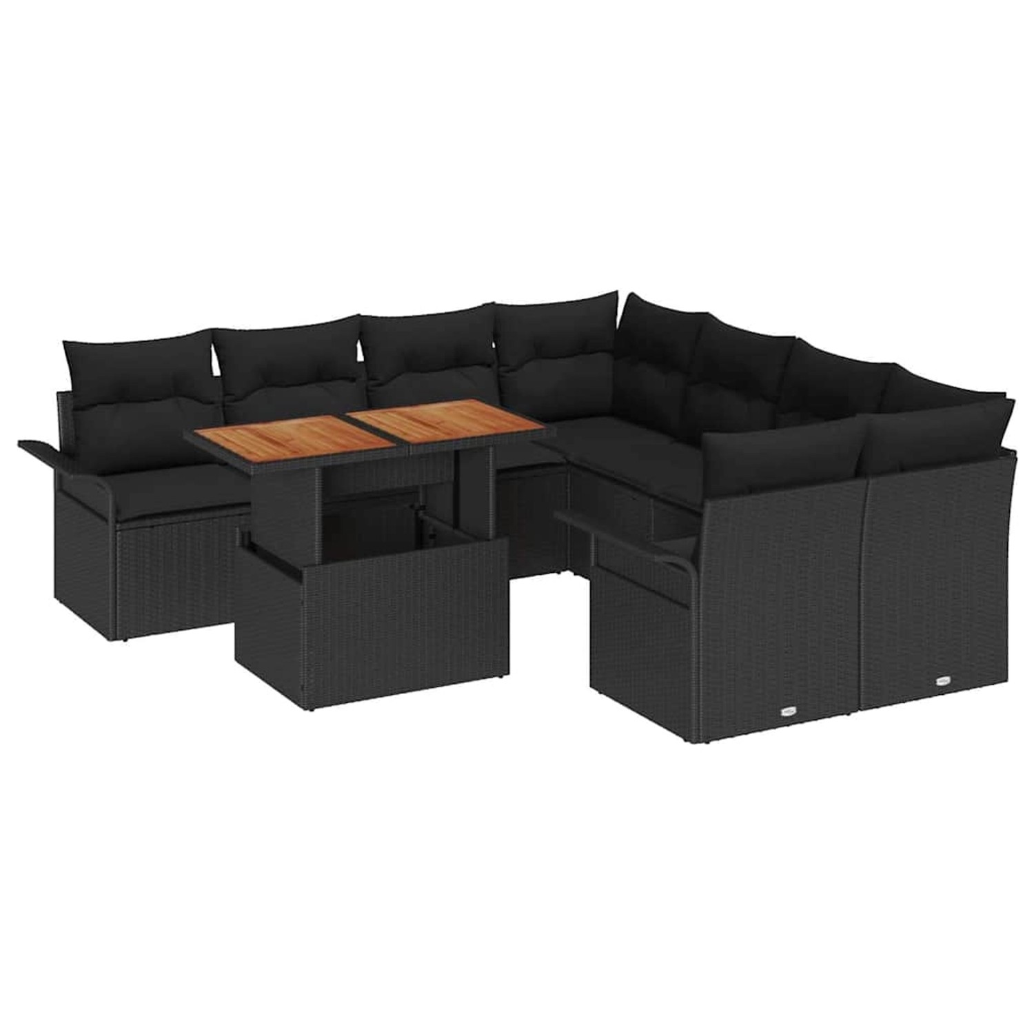 vidaXL Garten-Sofa-Set mit Speicher 9-Tlg Schwarz Poly Rattan 3358053 günstig online kaufen