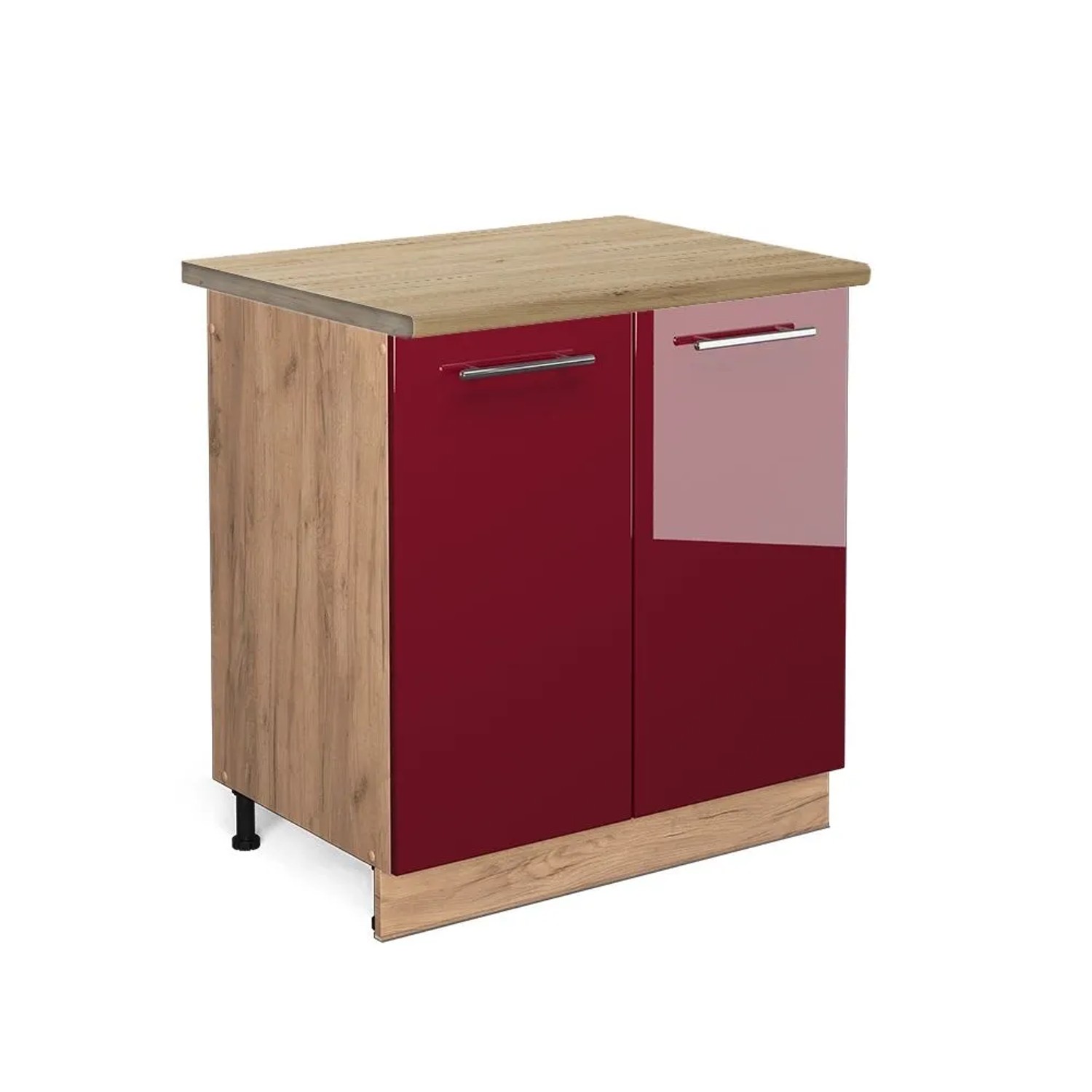 Vicco Spülenunterschrank Fame-Line Bordeaux Hochglanz Goldkraft Eiche 80 cm AP Eiche