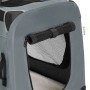 Detailaufnahme: Graue Juskys Hundetransportbox Lassie M mit Netzfenster und Tragegriff.