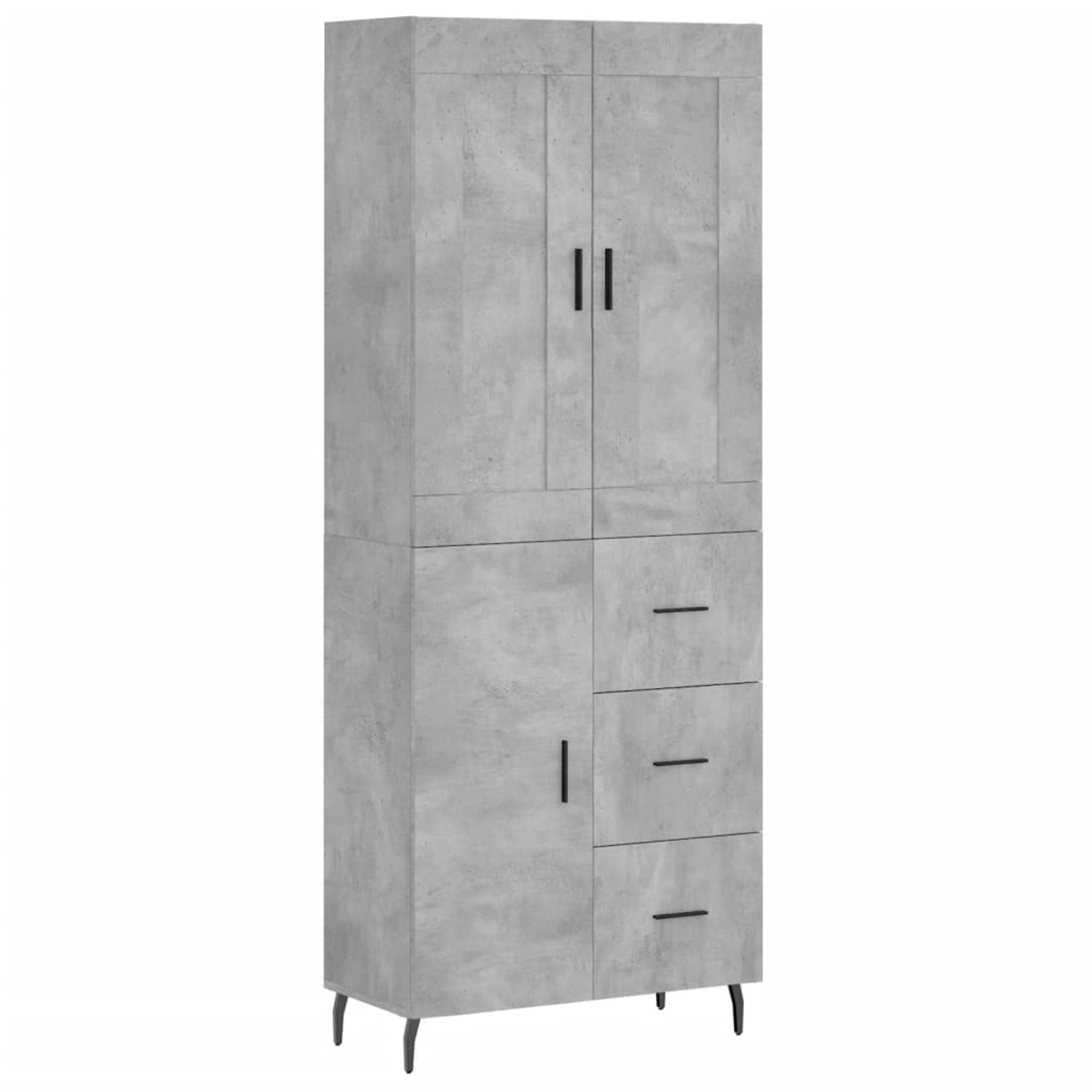 vidaXL Highboard Betongrau 69,5x34x180 cm Holzwerkstoff 3199829