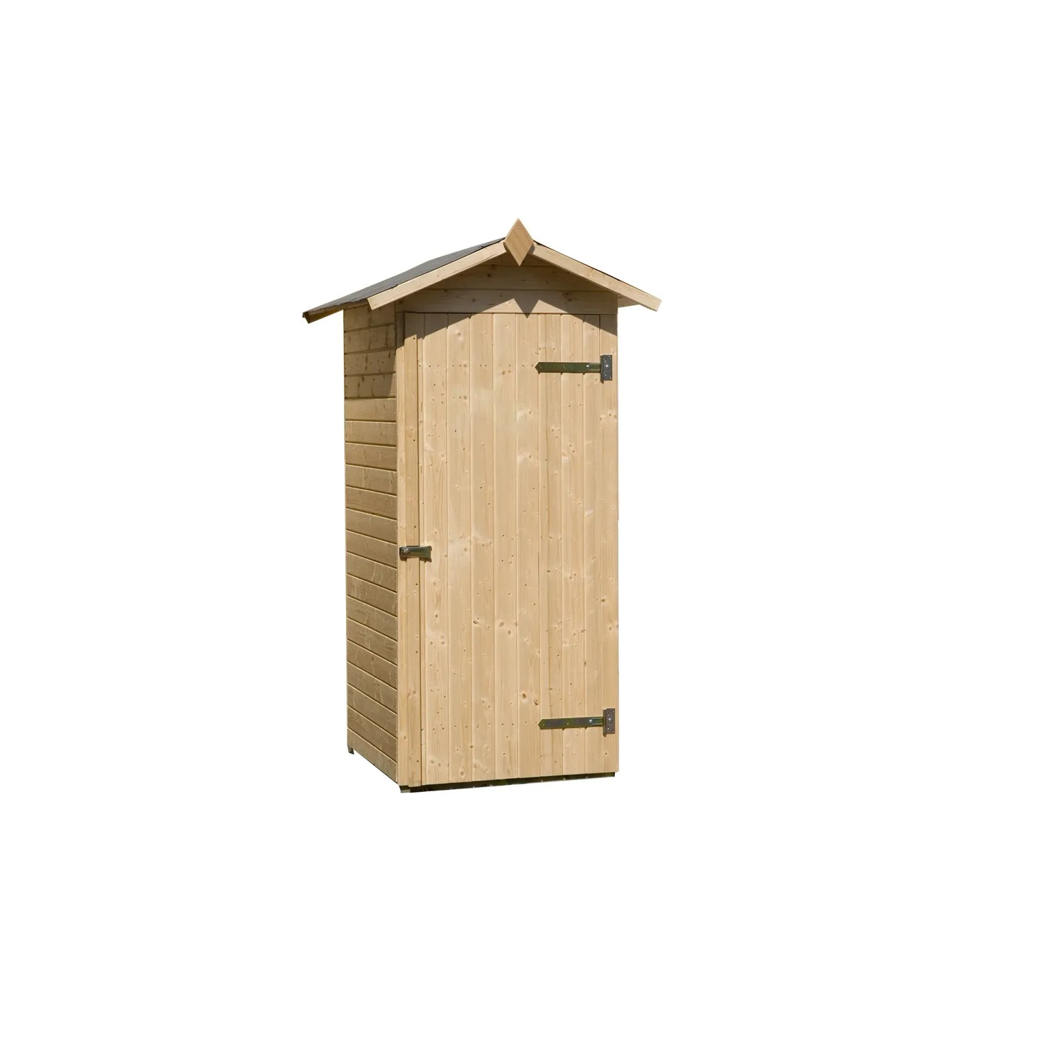 Weka Balkon- und Terrassenschrank mit Satteldach, 83x85 cm, aus naturbelassenem Holz.