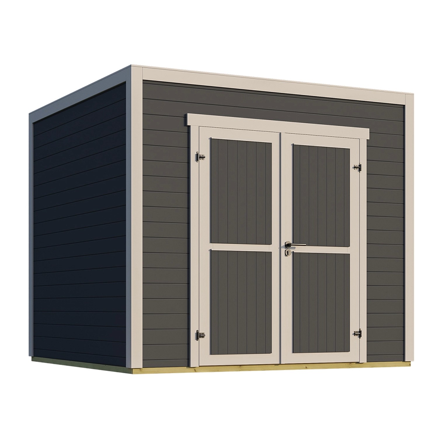 Weka Gartenhaus Batu 2 Flachdach Vollholztür Dark Grey 250 cm x 250 cm