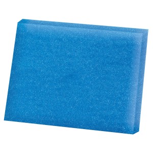 Rechteckiger, blauer Heissner Ersatzfilterschwamm für Boxfilter, 23x33 cm.