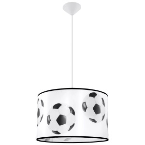 Sollux Lighting Hängeleuchte FootBall A 40, weiße Lampe mit Fußballmuster für Kinderzimmer.