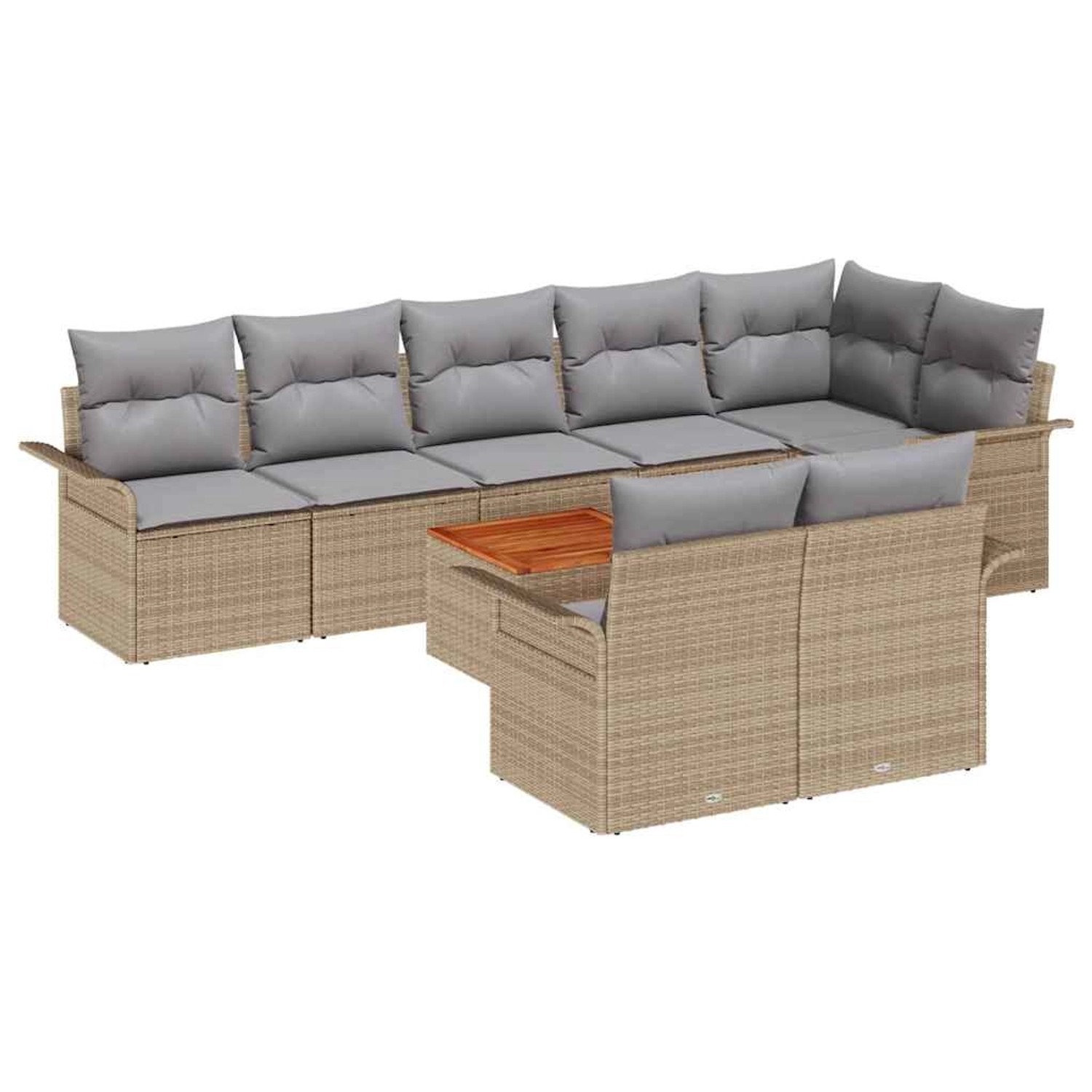 vidaXL Garten-Sofa-Set 9-Tlg Beige Poly Rattan 3347343 günstig online kaufen