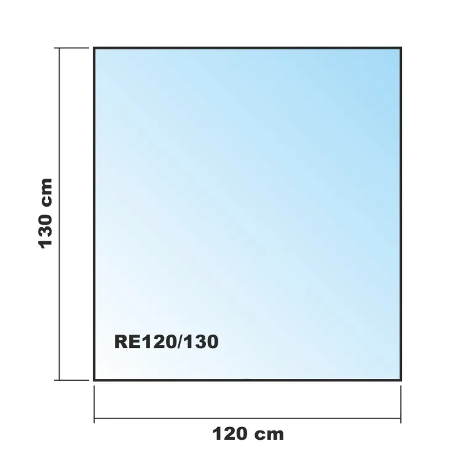 Rechteckige ECOfoxx Funkenschutzplatte aus Glas, 120x130 cm, für Kamin und Ofen.