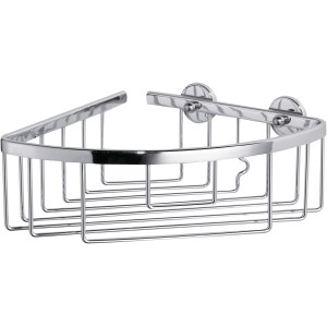 Verchromter Tesa Eckduschkorb Aluxx aus Aluminium für die Dusche.