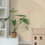 ESTAhome Fototapete mit 3D Sandbeige Muster, Bögen und Linien für Wohnraum.
