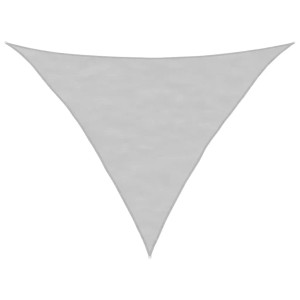 Hellgraues, dreieckiges Sonnensegel aus Polyester-Oxford, 3x3x4,24 m, für Garten und Terrasse.