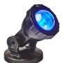 Heissner Solar Teichlicht mit Farbwechsel, schwarzer LED-Spot mit blauem Licht.