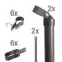 Eck-Set für Maschendrahtzaun, anthrazit-metallic, 150cm hoch, zum Einbetonieren, bestehend aus Streben, Schellen und Drahtspannern.