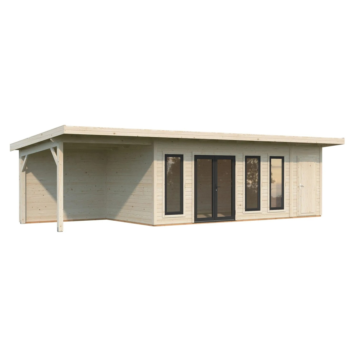 Palmako Holz-Gartenhaus Aurelia Pultdach Tauchgrundiert 973 cm x 300 cm 27,1 m²