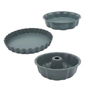 Relaxdays Backform 3er Set Carbonstahl Grau Antihaftbeschichtet 28 cm x 27,5 cm x 7 cm 1 kg