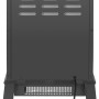 Rückansicht des schwarzen El Fuego Elektrokamin Como mit Heizung und Retro-Design.