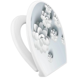 Banjado WC-Sitz Familie mit Lotus Motiv, Absenkautomatik, Kindersitz, Polypropylen.