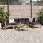 vidaXL 6-tlg. Garten-Sofagarnitur aus imprägniertem Kiefernholz mit anthrazitfarbenen Kissen.