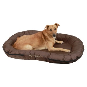 Braunes Kerbl Liegekissen Oxford Place (120x85cm) mit Hund. Robust und wasserabweisend.