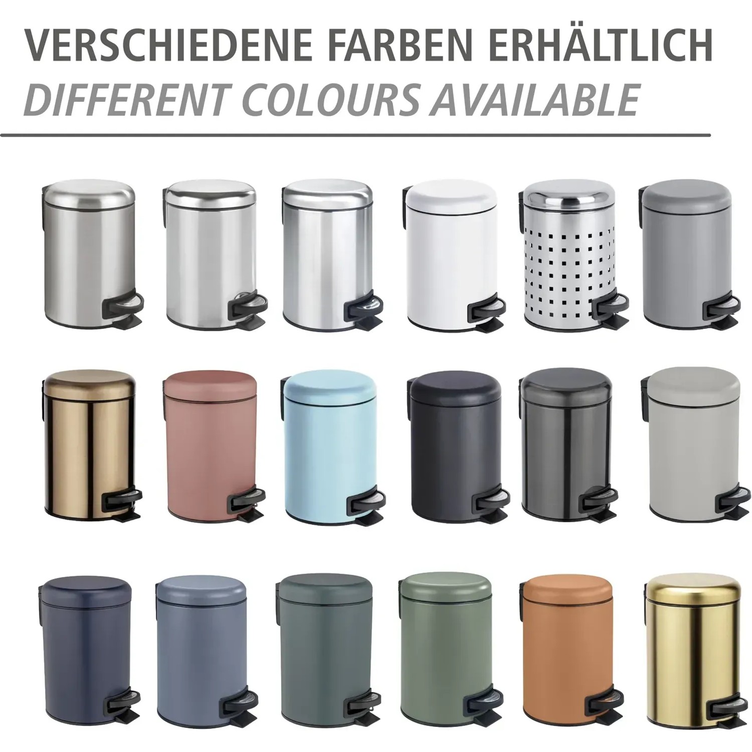 Wenko Treteimer Leman in verschiedenen Farben, 3L Kosmetikeimer für Bad & Küche.